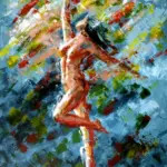 Obraz „Duše v plamenech“ – malba špachtlí na plátně od Luboshe Valenty