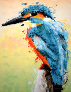 original painting on canvas of a kingfisher