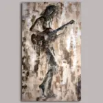 Akordy tance – abstraktní akt s kytarou, malba špachtlí na plátně od Lubosh Valenta.