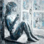 Palette knife painting on canvas depicting an abstract flow of thoughts and emotions, reflecting the artist’s distinctive style. Author Lubosh Valenta