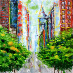 original painting of a city, City III