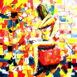 abstract artistic nude painting, Colorful Day