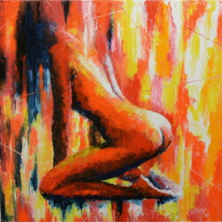 oil painting, artistic nude, abstraction Flaming II