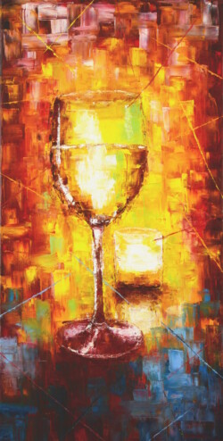 Painting of glass of wine , Intimate Moment