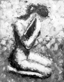 original artistic nude painting, girl with book, Love Full Of Words