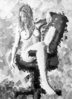 original painting, artistic nude, Relax In The Chair