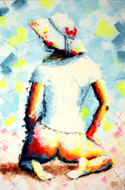 original artistic nude painting, acrylic on canvas by Lubosh Valenta, The Last Sun